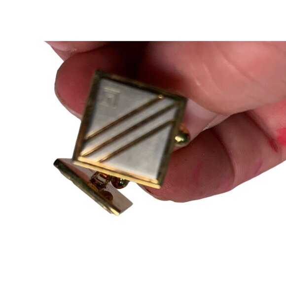 Vintage Mens Squared Gold Toned Cuff Links - Picture 5 of 5